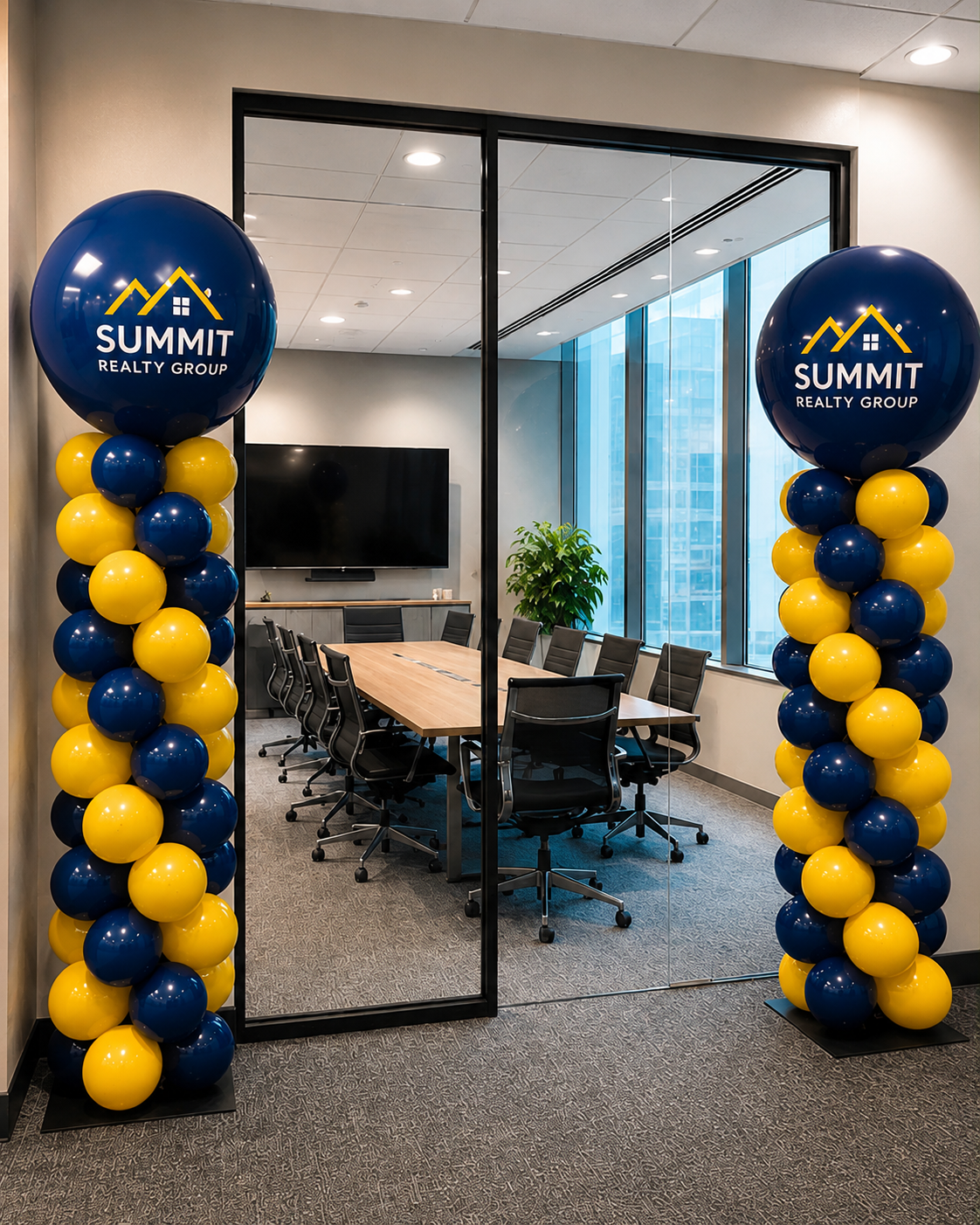 Branded balloon columns · realty office