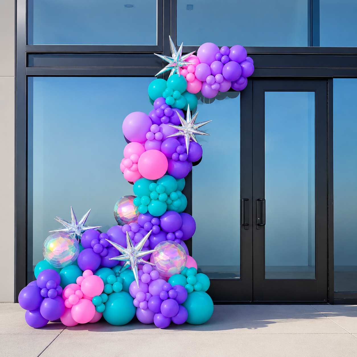 Purple & teal starburst arch